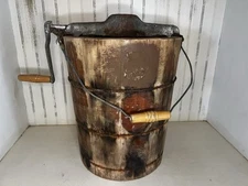 Antique VTG White Mountain 4 Qt. Hand Crank Ice Cream Freezer Maker.   Parts