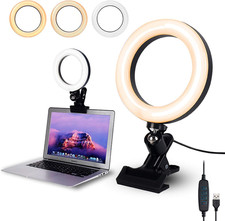 6.3" Ring Light with Clamp Mount for Laptop,Webcam Light with 3 Light Modes 10 L