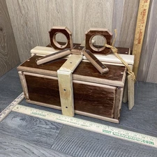 Handmade Wooden Christmas Puzzle Gift Box Wrapped Present Look Art Display Piece