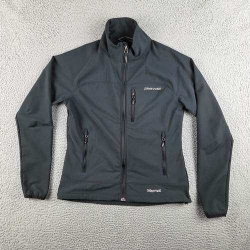 Marmot Tempo Jacket Womens Small Black Full Zip M3 Softshell Windbreaker Logo - Picture 1 of 10