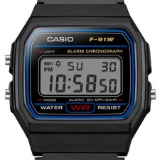CASIO F-91W-1YEG,Digitaluhr,Armbanduhr,Uhr,schwarz,Unisex, Retro,Casual,NEU