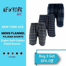 Men's Flannel Pajama Shorts Cotton Plaid Shorts Sleep Lounge Pockets Drawstrings