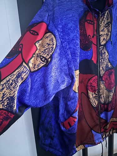 1990s Maggie Lawrence 3X Women’s Picasso Abstract Art Satin Bomber Jacket Retro - Bild 10 von 15