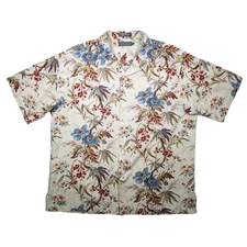 Daniel Cremieux Signature Collection Shirt Men Large Blue White Tropical Coral