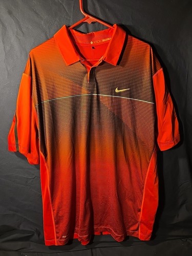Nike Tiger Woods TW Stripe Polo Shirt XL Sunday Red/Black Golf 803202-696 RARE
