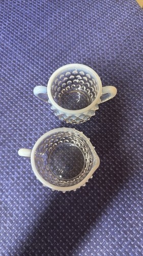 Vintage Fenton Glass Opalescent “FRENCH” Hobnail Creamer ~ Open Sugar Bowl Set - Picture 4 of 5