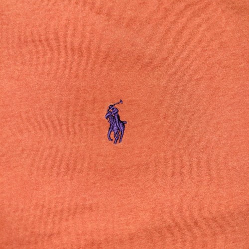 Camisa Polo Ralph Lauren Para Hombres Mediana Naranja Manga Larga Cuello Redondo Logo de Poni Algodón - Imagen 18 de 24
