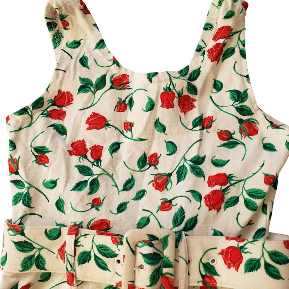 Vestido Limited Too De Colección Años 90 Niñas M Rojo Rosa Estampado con Cinturón Algodón Elástico Foto 3 de 4