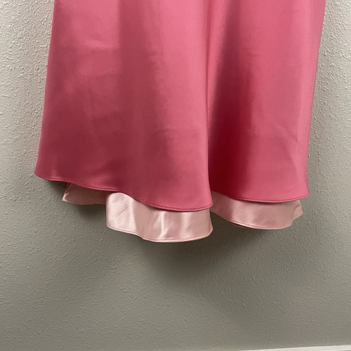 Ann Taylor Damen 6 rosa 100 % Seide Satin Doppel V-Ausschnitt ärmellos Fit Flare Schräg - Bild 5 von 9