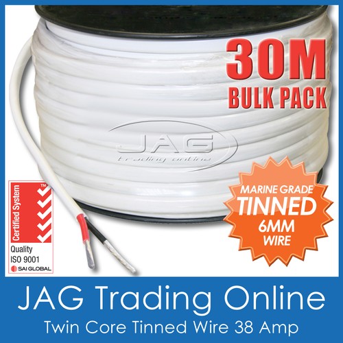 30M x 6mm MARINE GRADE TINNED 2-CORE TWIN WIRE / ELECTRICAL CABLE- Boat/Caravan - Picture 1 of 3