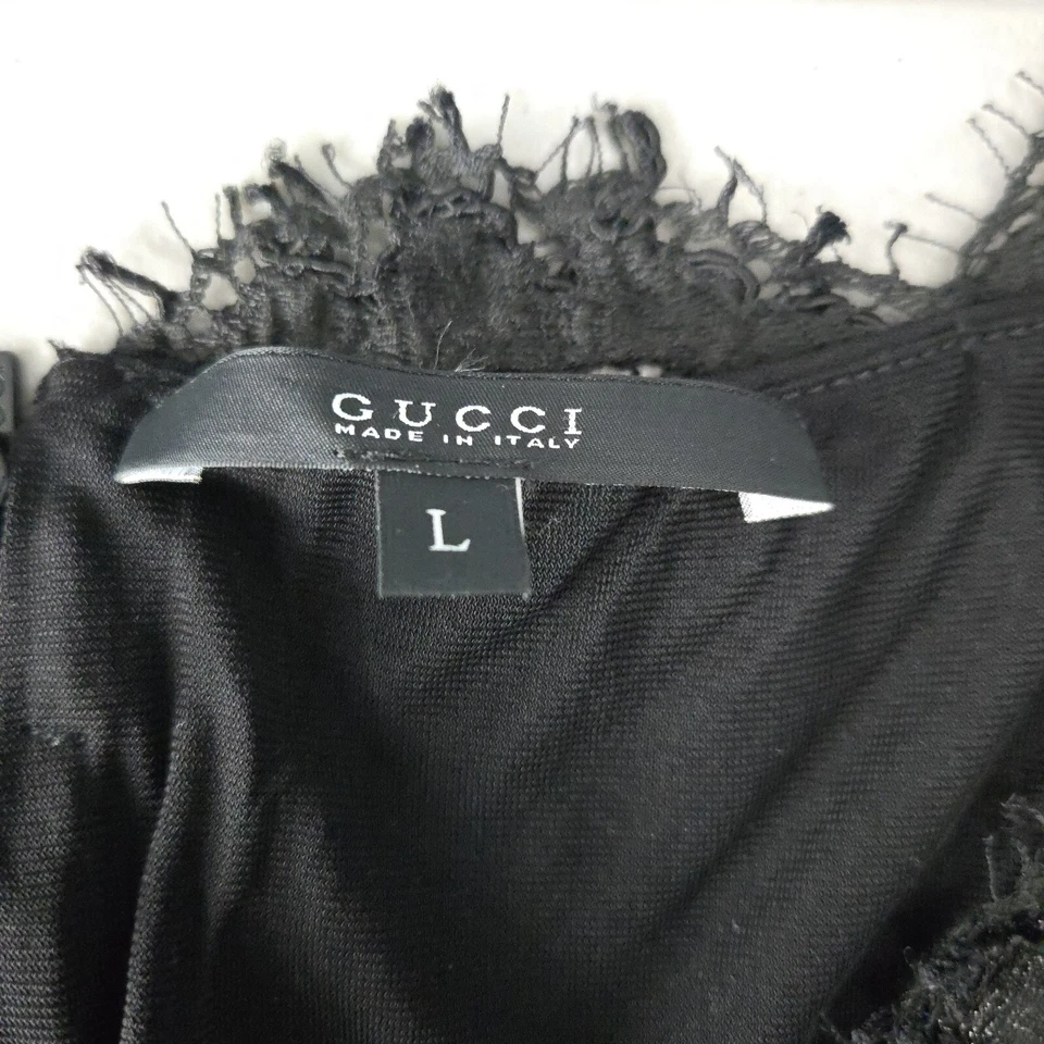 Vestido de cocktail feminino Gucci de renda texturizado preto grande - Imagem 4 de 4