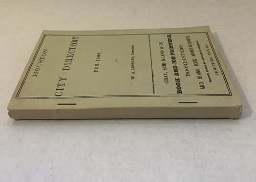 Houston City Directory for 1866 Vintage Reproduction 1960's Leonard Compiler - Imagen 3 de 11