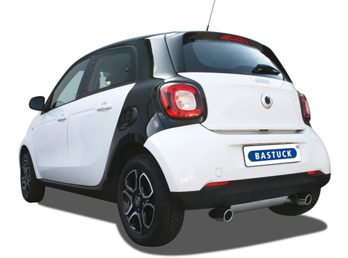 Bastuck Twin E smart 453 forfour 2x76 Edelstahl Sportauspuff eintragungsfrei - Bild 1 von 4