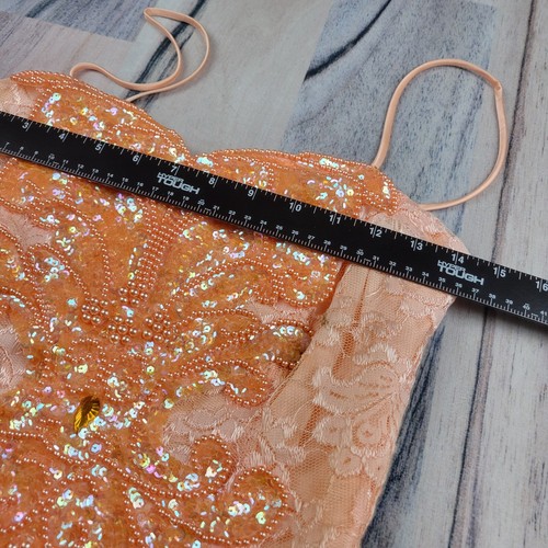 My Fashion USA Dress Womens 9 Peach 90's Lace Sequin Shrug Vintage Prom Bolero - Picture 10 of 12