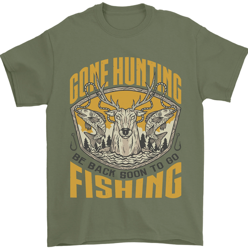 Gone Hunting Then Fishing Funny Hunter Mens T-Shirt 100% Cotton - Picture 32 of 95