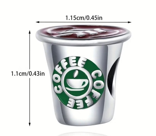NWT Cute Coffee Cup Charm Bead Silver Plated Coffee Expresso Lover Jewelry Gift - Picture 3 of 4