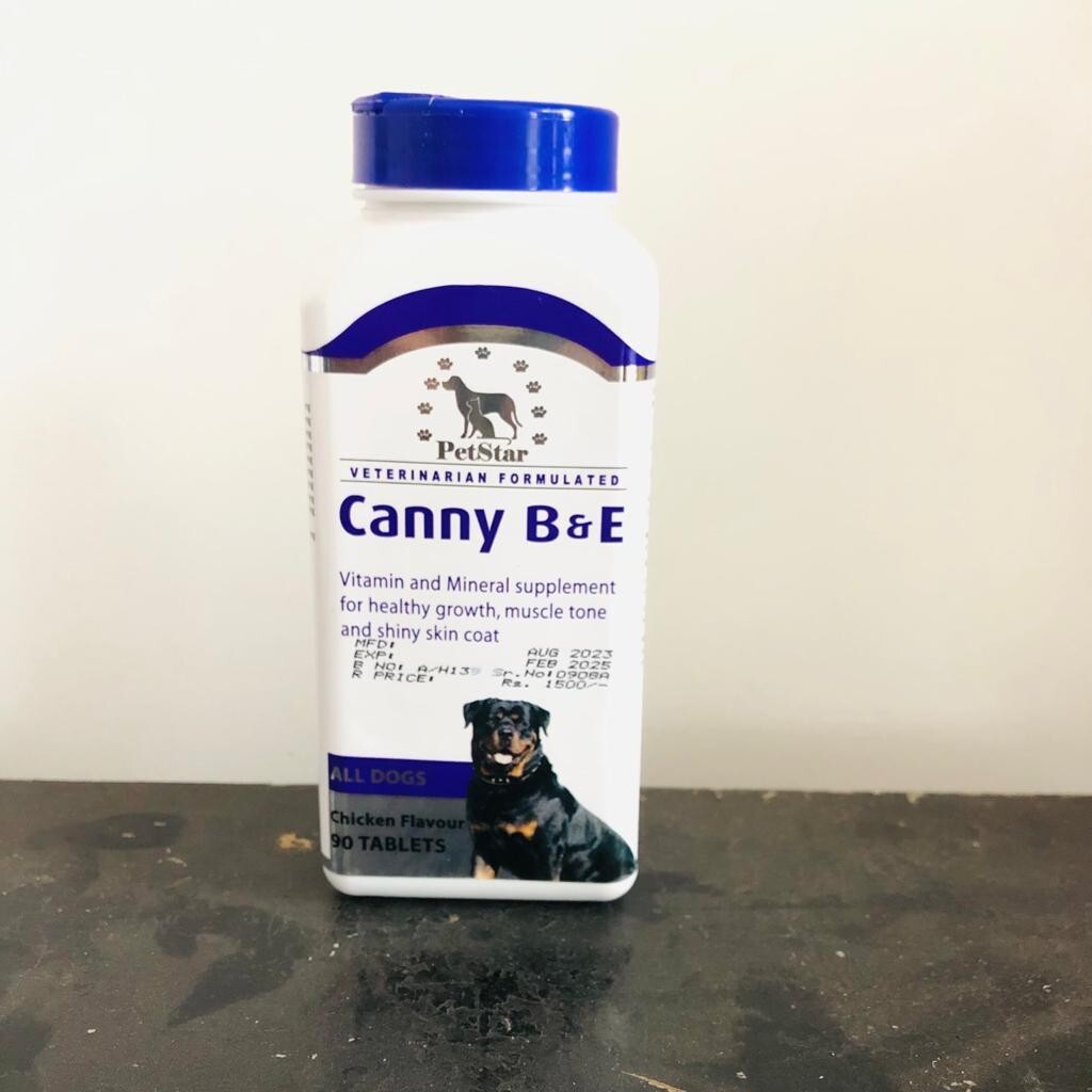 Canny B & E Multivitaminas para Perros Gatos Nutrientes Saludables 90 Pestañas Sabor a Pollo