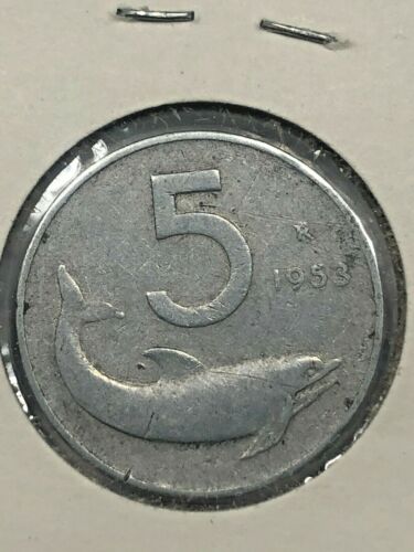1953-R Italy 5 Lire Foreign Coin #0184 - Picture 2 of 2