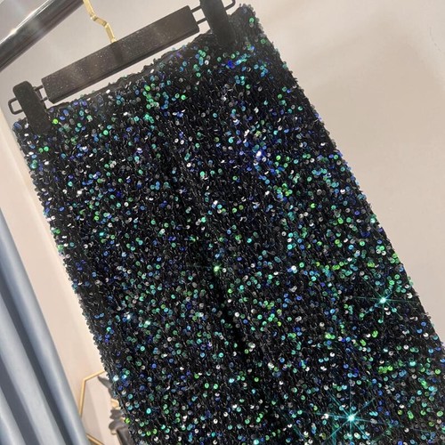 Women Velvet Sparkling Sequin Straight Leg Pants Warm Soft Wide-legged Trousers - Picture 7 of 25
