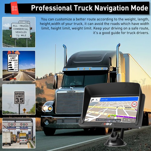 XGODY 7'' GPS Navigation Truck Navigator with Sunshade Bluetooth Speed Warning - Picture 8 of 14