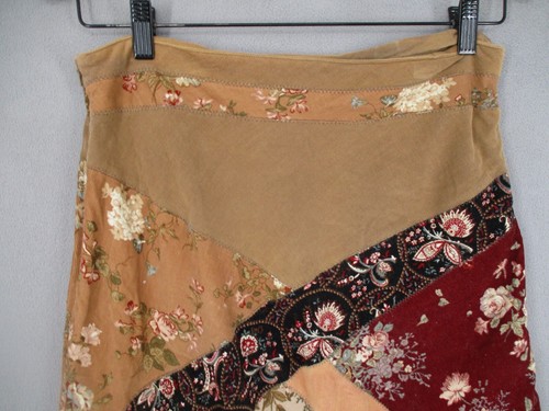 Sportsgirl Skirt Womens 10 Brown Beige Red Patchwork Floral Paisley A Line Midi - Picture 12 of 21