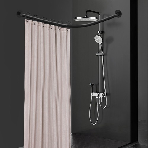 Adjustable Shower Curtain Rod Stainless Steel Bathroom Bath Pole Rail L-Shaped - Picture 4 of 9