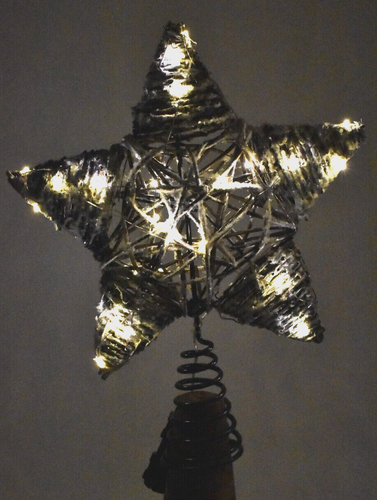 Pottery Barn Rattan Woven Snow Star Lit Light Up Christmas Tree Topper - Bild 3 von 8