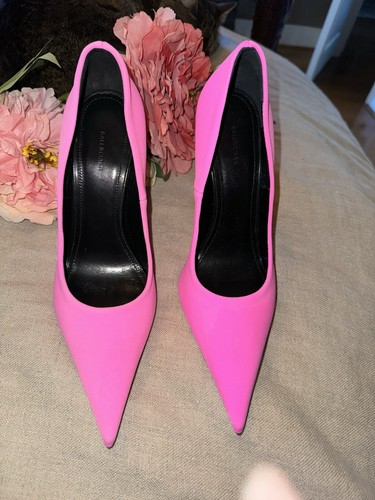 $976 Balenciaga Women's Pink Knife Stretch Stiletto Pump Heels Shoes Sz 37 US 7 - Picture 21 of 21