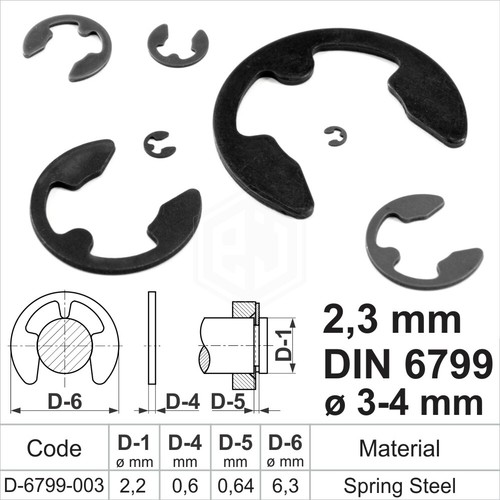 Clips E externes Circlip C Clip clips de retenue DIN 6799 1,5 mm <24 mm ressort acier - Photo 7/32