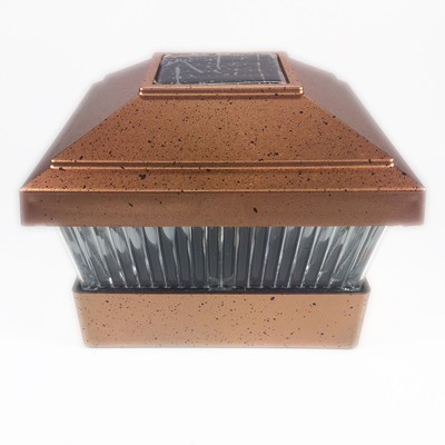 2 X Solar Power Path Deck Post Cap Light Fence Mount Lamp Copper 5x5