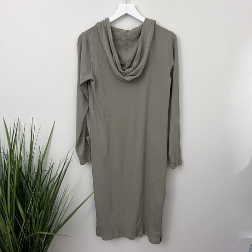 NWT Bobi LA Duster Size M Cotton Ribbed Taupe Knit Long Hoodie Open Cardigan - Picture 6 of 6