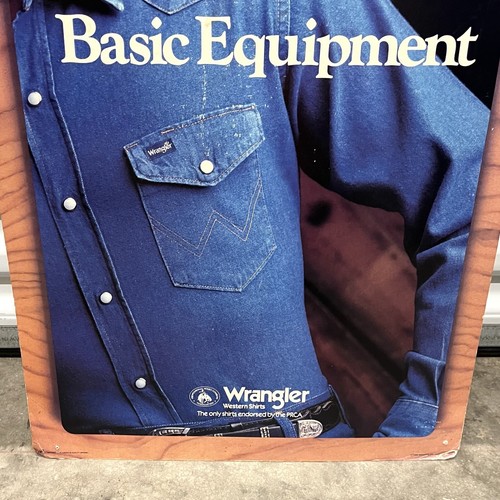 Vintage 1980s Wrangler Jeans Western Shirts Cardboard Sign Store Display Read - Picture 8 of 12