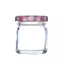 Jam Jar Glass Paneled Round Jam Jars Red Gingham Lids, 30ml (Pack Of 36) - NEW