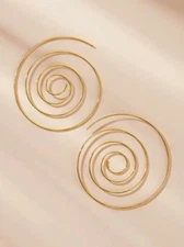 NEW Gold Spiral Hoop Fashion Boho Threader Pull Through Earrings 