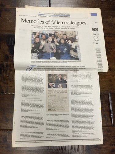 Space Shuttle Columbia Disaster Houston Chronicle Newspaper February 2003 - Picture 5 of 5