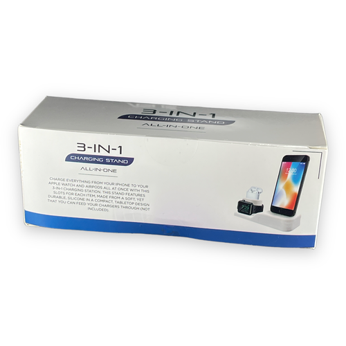Soporte Cargador 3 en 1 Apple Watch Air Pods Pro iPhone Station Negro o Blanco NUEVO - Imagen 2 de 8