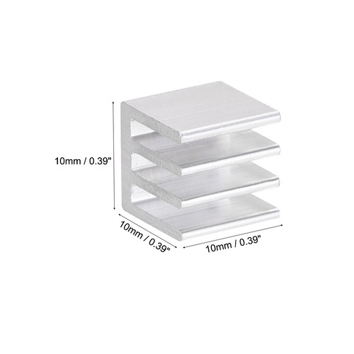 Dissipateur Thermique à Encoche pour MOS GPU IC Puce Argent 10x10x10mm 25Pcs - Photo 2/4