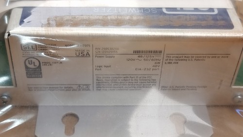 Schweitzer Engineering Laboratories SEL-2505 Remote I/O Module 2505302XX 48/125V - Picture 3 of 3
