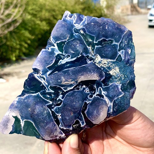 2.01LB Natural transparent purple cubic fluorite mineral sample Inner Mongolia - Picture 15 of 21