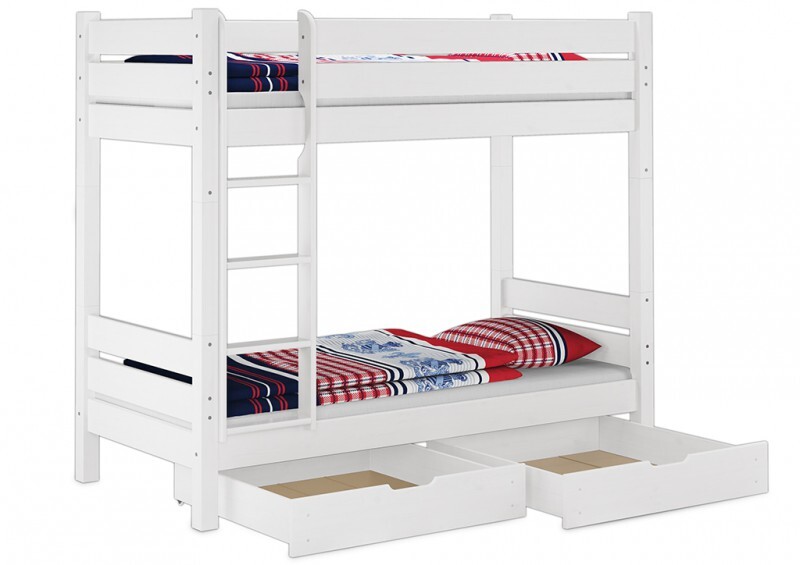 Etagenbett weiß FÜR ERWACHSENE 100x200 Matratzen Schubladen 60.16-10WT100MS2