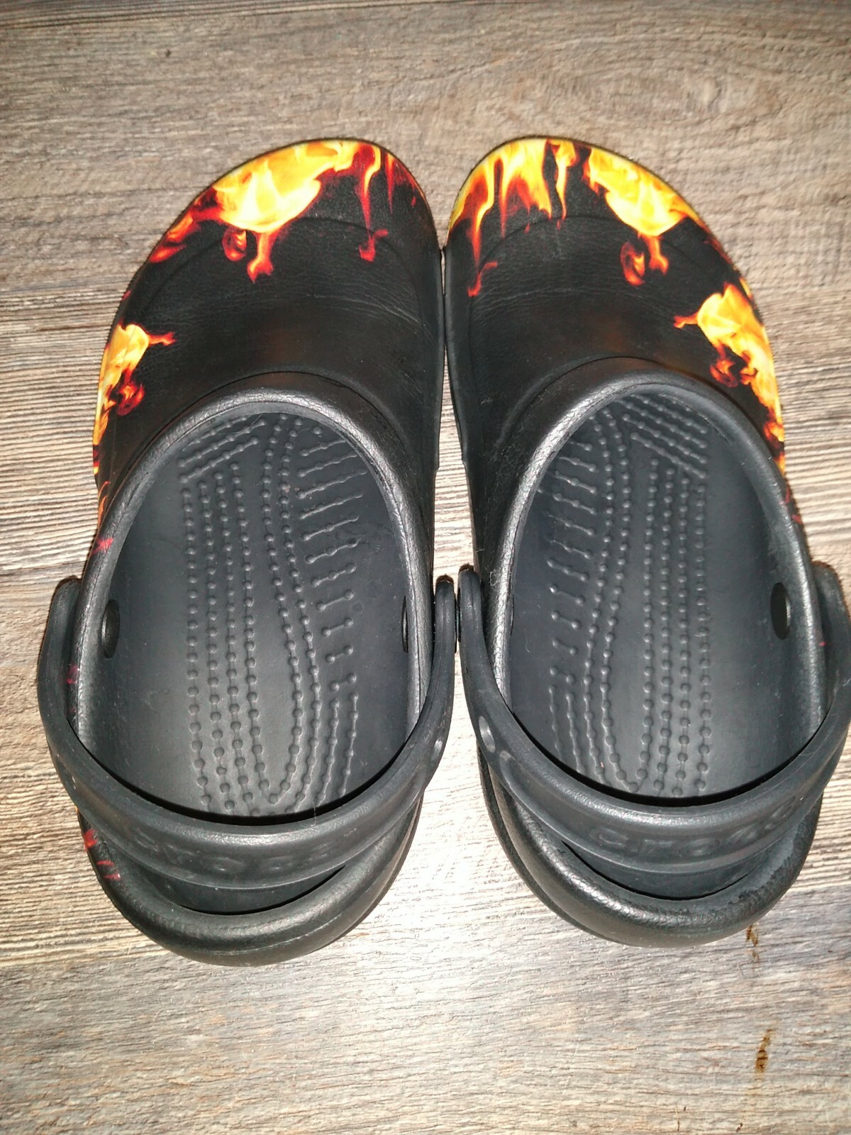 bistro crocs on sale on Crocs Bistro Graphic Flames On Fire Clog Slip Resista Gem