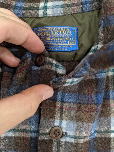 Vintage Pendleton Flannel Shirt Women's M Pure Virgin Wool Loop Collar Made USA - Picture 4 of 12