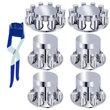 ABS Chrome Plastic Front and Rear Axle Cover, 33mm Thread-On Flange Nut Covers 