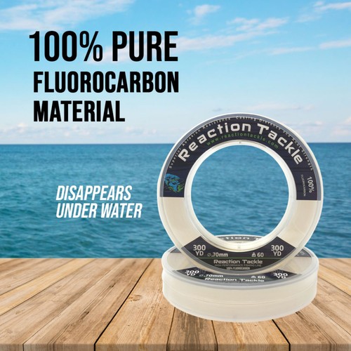 Reaction Tackle 100% Pure Fluorocarbon Fishing Line Pink or Clear Colors - Picture 5 of 12