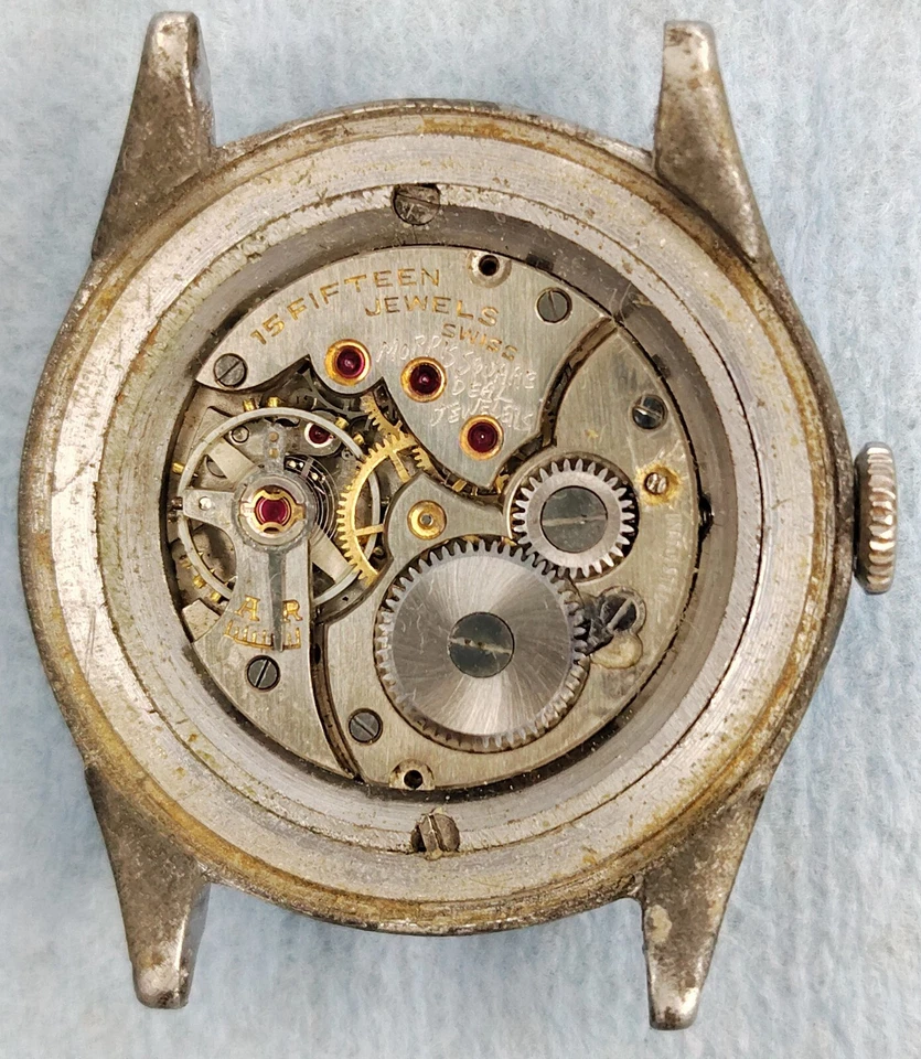 C1145 mens Vintage Phenix Military Field Sub Dial Manual Wind Watch Runs Parts - Image 2 of 3