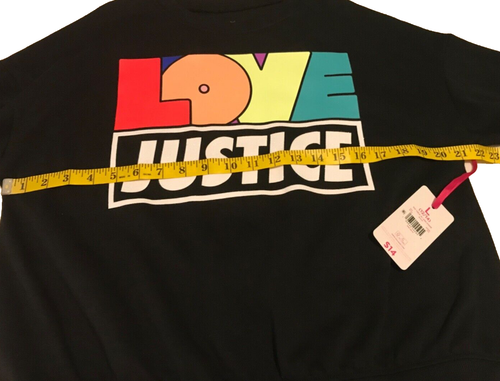 JUSTICE GIRLS NEW L 12/14 FLEECE SWEATSHIRT GLITTER LETTERS LOVE GRAPHIC - Picture 6 of 10