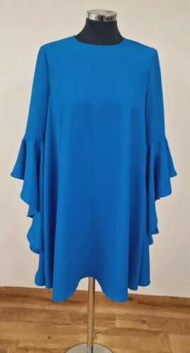 Ted Baker Waterfall Dress SIZE 2 UK 10 Blue Prom Wedding Ruffle Smocked Ashleyy - Picture 3 of 10