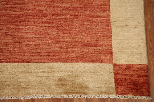 Orange/ Gold Geometric 7x10 Modern Gabbeh Area Rug Hand-knotted Carpet - Picture 6 of 12