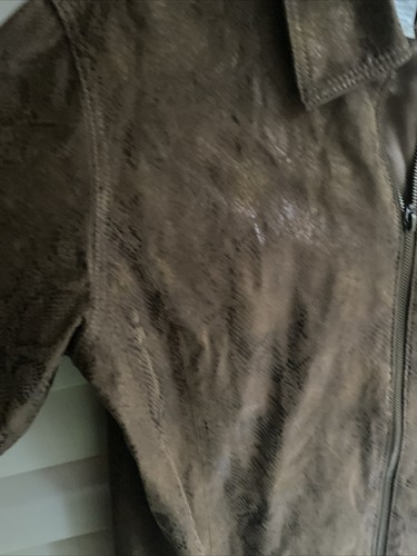 CHICOs Snake Print 100% LEATHER Cowboy Jacket Coat Blazer Womens Sz 2 L - Picture 2 of 18