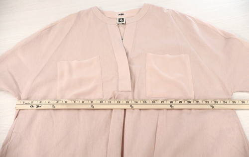 NWT ANNE KLEIN Women's Linen Blouse Short Sleeve Pleat Pocket Dusty Pink L $99 - Picture 12 of 15